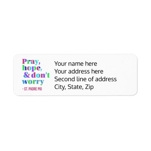 Bete Hoffnung mach dir keine Sorgen Padre Pio Rück (Vorne)