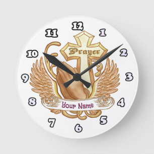 Bete immer Kreuzuhr Runde Wanduhr