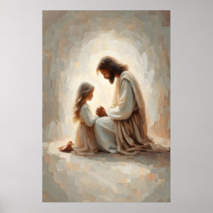 Bete mit mir Jesus und Mädchen betend Jesus und Ki Poster