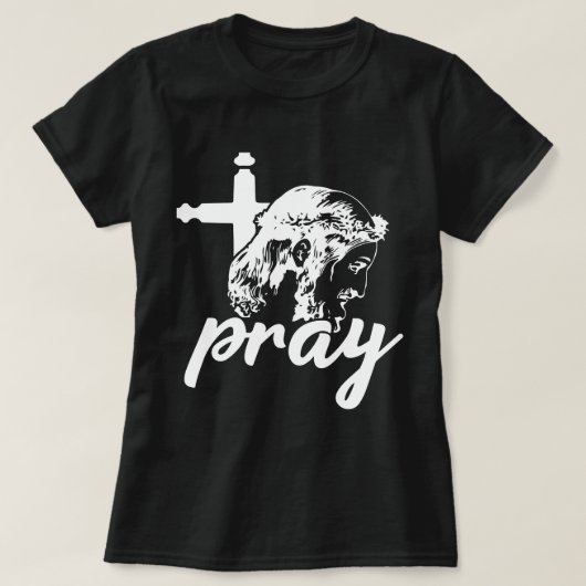 Bete Typografie Jesus Image Black & White Women's T-Shirt (Design vorne)