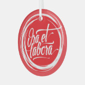 Bete und arbeite ornament aus glas (Vorderseite links)