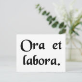 Bete und arbeite. postkarte (Stehend Vorderseite)