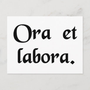 Bete und arbeite. postkarte