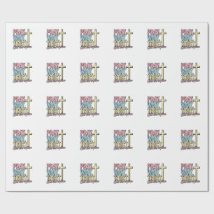 Bete Warte Vertraue Kreuz Christlich Vintage Geschenkpapier