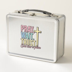Bete Warte Vertraue Kreuz Christlich Vintage Metall Brotdose