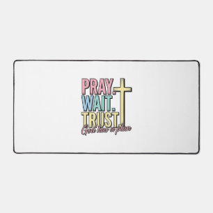 Bete Warte Vertraue Kreuz Christlich Vintage Schreibtischunterlage