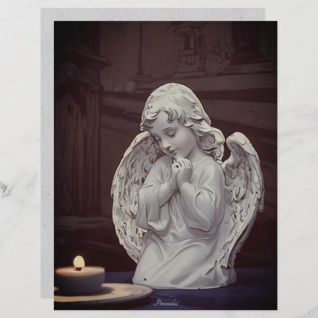 Beten Angel Cherub Statue Candle Scrapbook Papier (Vorne/Hinten)