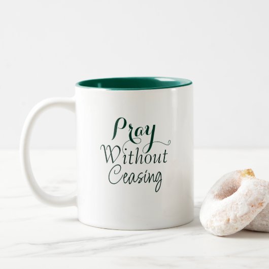 Beten Bibelverse Christliches Gebet Grün und Weiß Zweifarbige Tasse (Mit Donut)