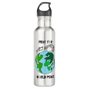 Beten für den Weltfrieden Edelstahlflasche