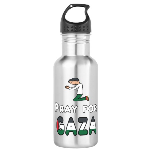 Beten für Gaza Edelstahlflasche (Vorderseite)