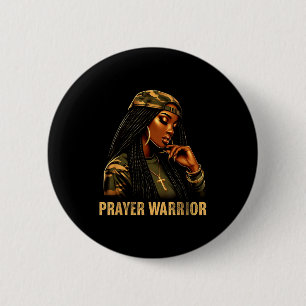 Beten-Kriegerin Schwarze Frau Camo Christlicher Gl Button
