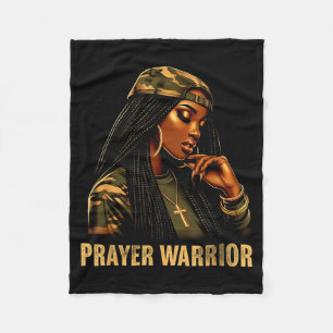 Beten-Kriegerin Schwarze Frau Camo Christlicher Gl Fleecedecke