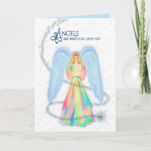 Beten Sie Angelic Angel Grußkarte Ankündigung (Vorderseite)