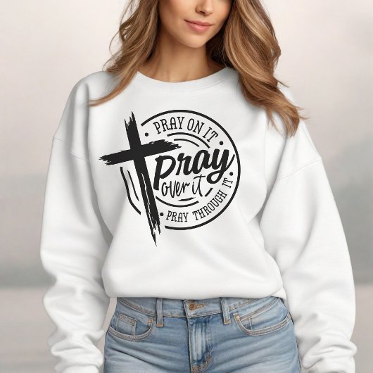 Beten Sie auf Christliche Cross Bible Verse Sweatshirt