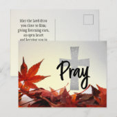 Beten Sie Christliches Kreuz, Herbst Rote Blätter Postkarte (Vorne/Hinten)