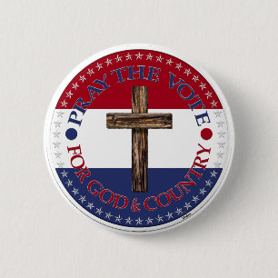 Beten Sie die Stimme für Gott und Land mit Kreuz Button
