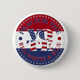 Beten Sie für die rot, weiß und blau USA Flag V O Button