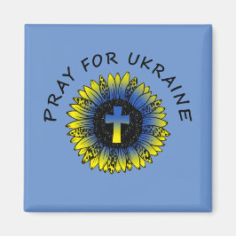 Beten Sie für die Ukraine Sonnenblumen und Kreuz-M Magnet