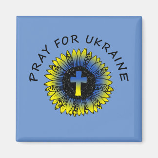 Beten Sie für die Ukraine Sonnenblumen und Kreuz-M Magnet