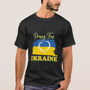 Beten Sie für die ukrainische Flagge Herz T-Shirt