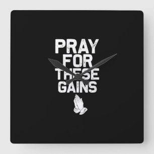 Beten Sie für diese Gewinne Fitness Gym Motivieren Quadratische Wanduhr
