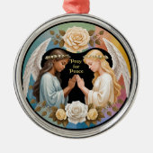 Beten Sie für FriedensAngels Ornament Aus Metall (Vorne)
