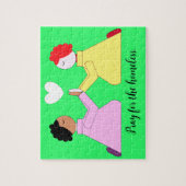 Beten Sie für Obdachlose- Grün & Herz Puzzle (Vertikal)