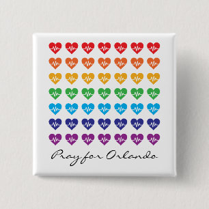 Beten Sie für Orlando ein Impuls-Regenbogen-Herz Button