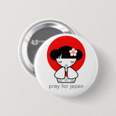 Beten Sie für Puppe Japans Kokeshi Button (Vorne & Hinten)