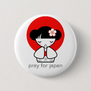 Beten Sie für Puppe Japans Kokeshi Button