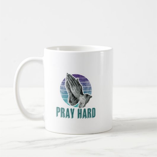 Beten Sie hartes Praying-Handdesign Kaffeetasse (Links)