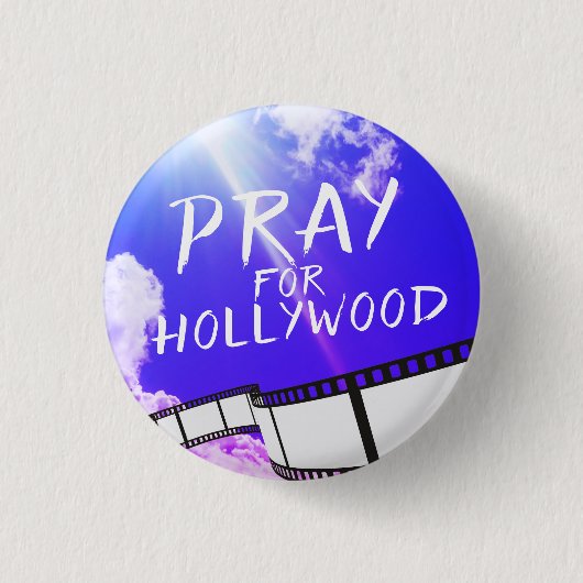 Beten Sie Hollywood in Sky Lila Button (Vorderseite)