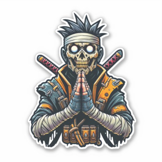 Beten von Ninja Zombie Warrior Sticker (Vorderseite)