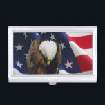 Betende Eagle-amerikanische Flagge patriotisch Visitenkarten Etui<br><div class="desc">Betende Eagle-amerikanische Flagge patriotisch</div>