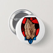 Betende HandBuntglas-Kunst Button (Vorne & Hinten)