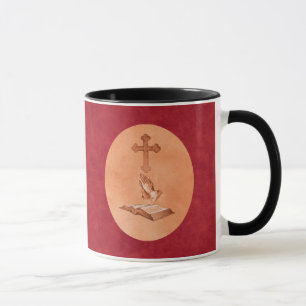 Betende Hände mit Kreuz und Bibel Tasse