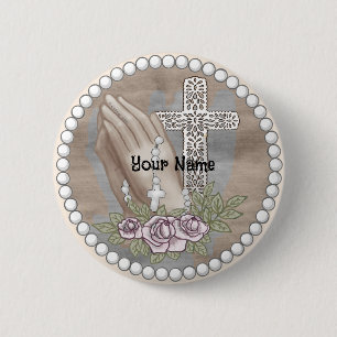 Betende Hände Rosenkranz   Button
