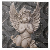 Betender Engel-Engel auf verziertem Fliese (Vorderseite)