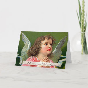 Betender Engel mit Weihnachtsbanner Feiertagskarte