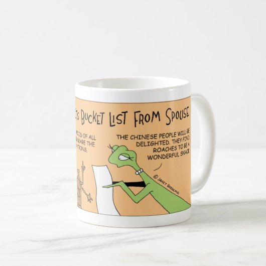 Betender Mantis mit einer Eimerliste Kaffeetasse (VorderseiteRechts)