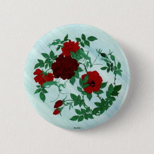 Betender Mantis u. Rosen-Knopf Button