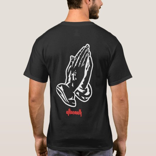 Betendes Handschwarzes T-Shirt (Rückseite)