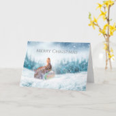 Betendes Kaninchen Weihnachtskarte Karte (Gelbe Blume)