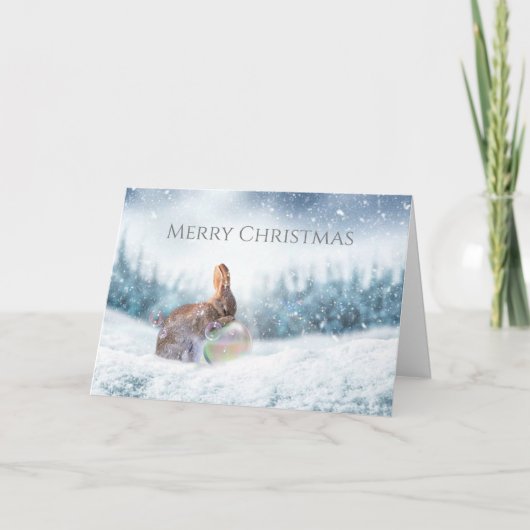 Betendes Kaninchen Weihnachtskarte Karte (Vorderseite)