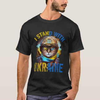 Betet für Unterstützung Ukrainischer Katzen Soldat T-Shirt