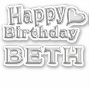 Beth Happy Birthday silver Aufkleber Sticker