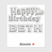 Beth Happy Birthday silver Aufkleber Sticker (Blatt)