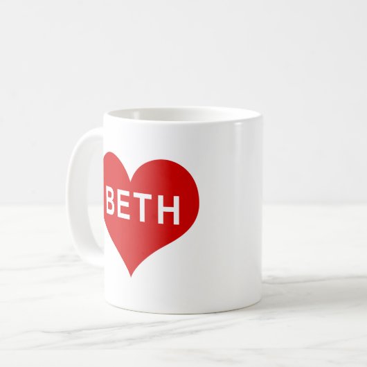 BETH NAME Red Liebe Herz Kaffeetasse (Vorderseite Links)