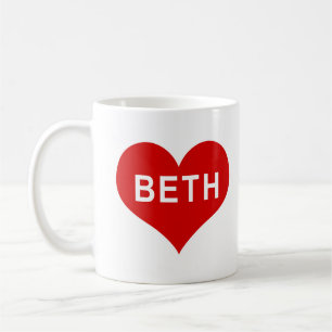BETH NAME Red Liebe Herz Kaffeetasse