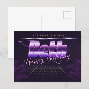 Beth Name Vorname lila Postkarte Geburtstag